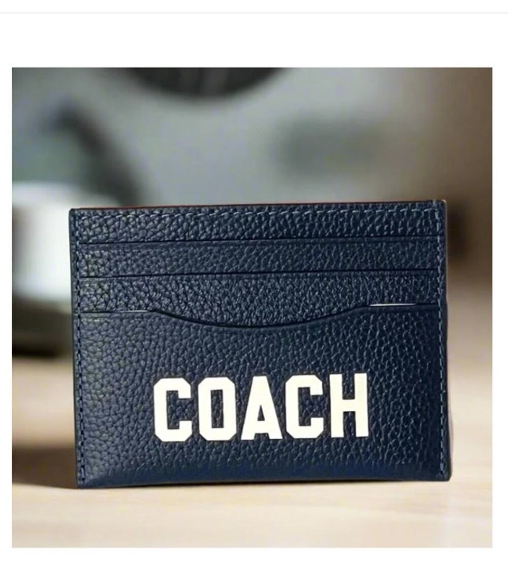 Coach CP275 Dark Navy Pebbled Leather Slim Card Case